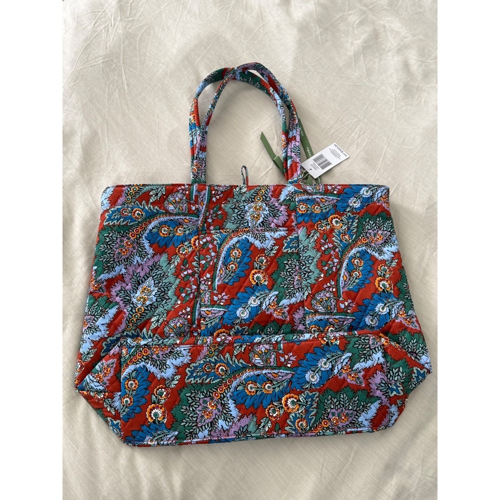 Vera Bradley Hathaway Tote Flowers + Feathers Boho Quilted‎ Cotton NWT